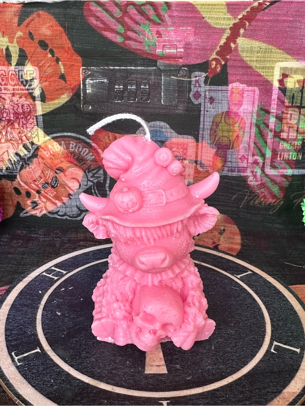Pink Witch Highland Cow Candle